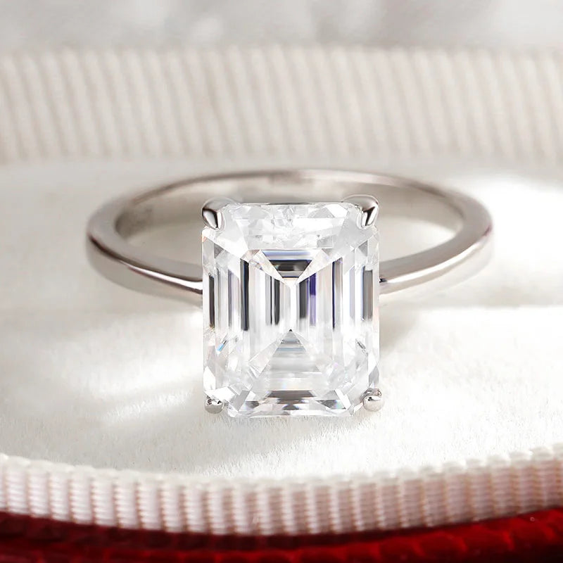 SCO-Anello moissanite 4 ct taglio smeraldo 8×10 mm donna