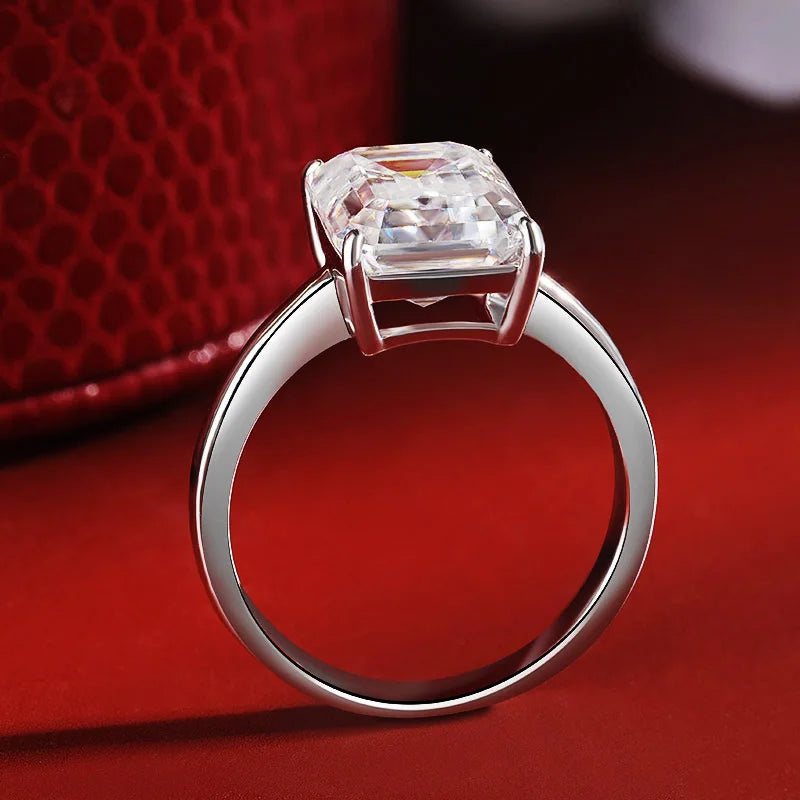 SCO-Anello moissanite 4 ct taglio smeraldo 8×10 mm donna