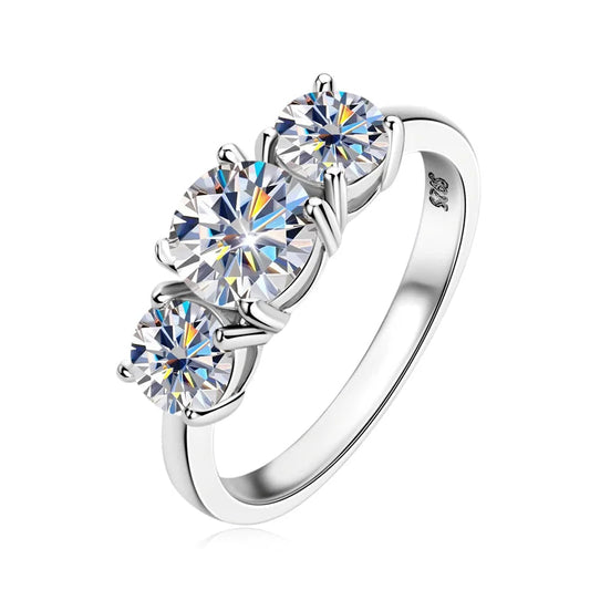 MIRAG-Anello con tre pietre di moissanite