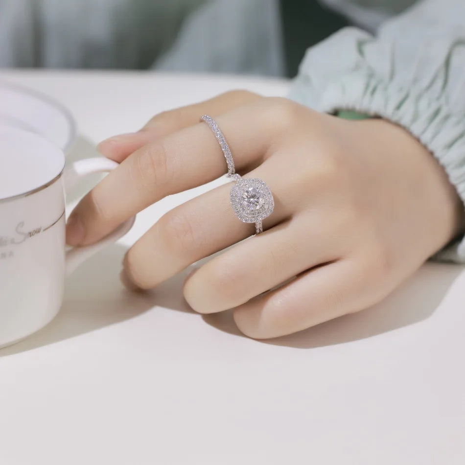 WEW-Anello da Sposa in Moissanite D Color 1CT