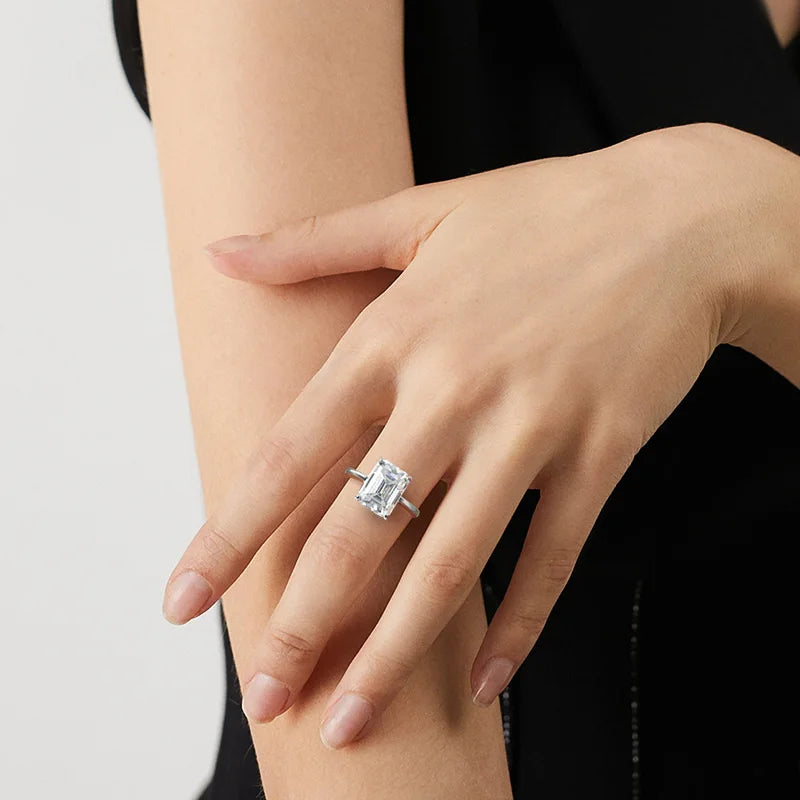 SCO-Anello moissanite 4 ct taglio smeraldo 8×10 mm donna
