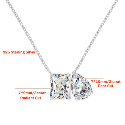 LACRI-Collana con pendente in diamante Moissanite a taglio Radiant/Emerald Pear