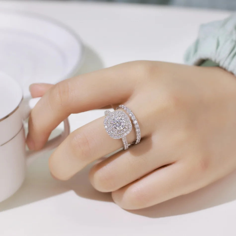 WEW-Anello da Sposa in Moissanite D Color 1CT