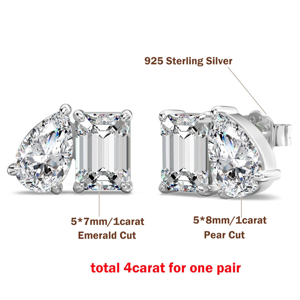 LACRI2-Orecchini con pendente in diamante Moissanite a taglio Radiant/Emerald Pear