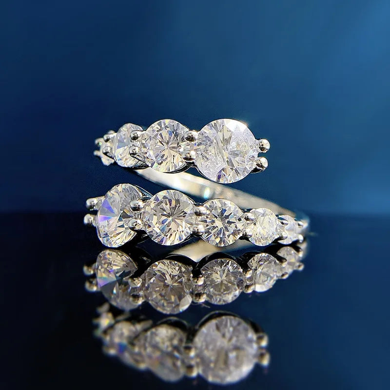 BIBO-Anello con doppia fila di Moissanite