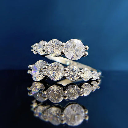 BIBO-Anello con doppia fila di Moissanite