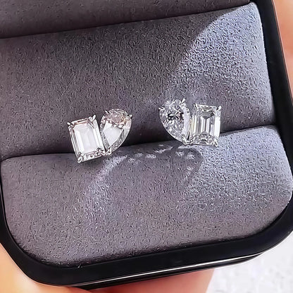 LACRI2-Orecchini con pendente in diamante Moissanite a taglio Radiant/Emerald Pear