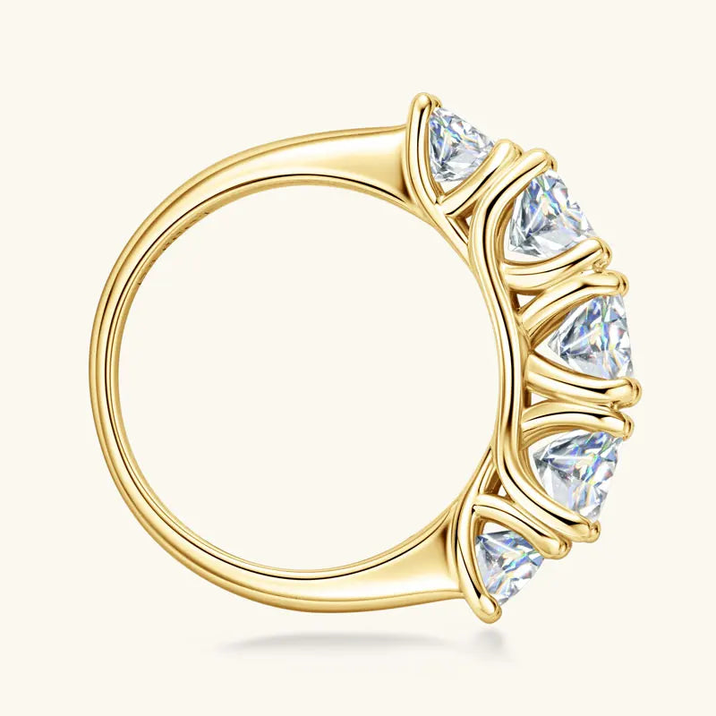 Lux- Anello da donna in argento sterling 925 con 5 moissanite