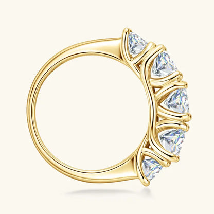 Lux- Anello da donna in argento sterling 925 con 5 moissanite