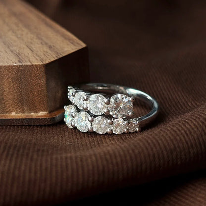 BIBO-Anello con doppia fila di Moissanite