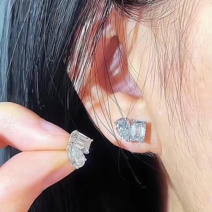 LACRI2-Orecchini con pendente in diamante Moissanite a taglio Radiant/Emerald Pear
