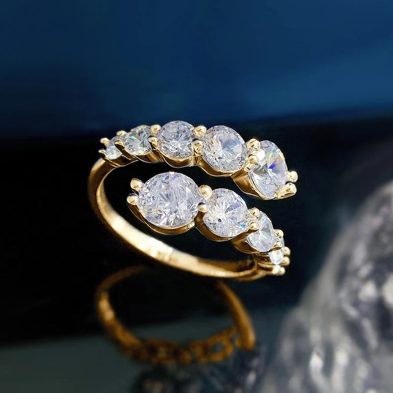 BIBO-Anello con doppia fila di Moissanite