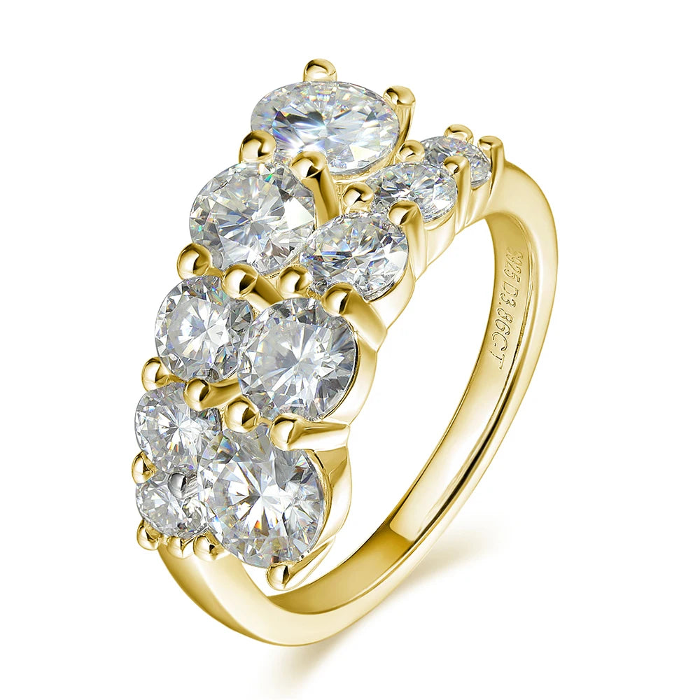 BIBO-Anello con doppia fila di Moissanite