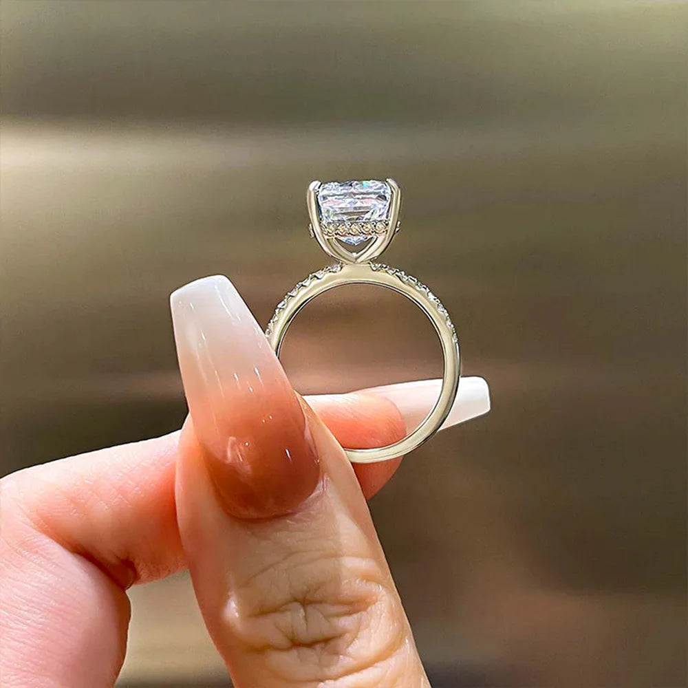 MNM-Set di Anelli in Argento sterling S925 con zircone 7x10mm 3,5CT