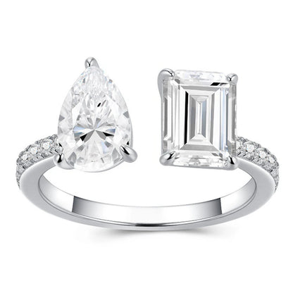 DOP2-Elegante Anello Moissanite 2 Pietre