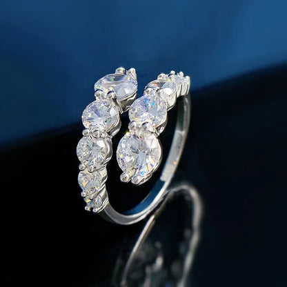 BIBO-Anello con doppia fila di Moissanite