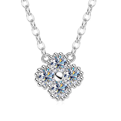 FIORE-Collana e bracciale con ciondolo a fiore di quadrifoglio in moissanite