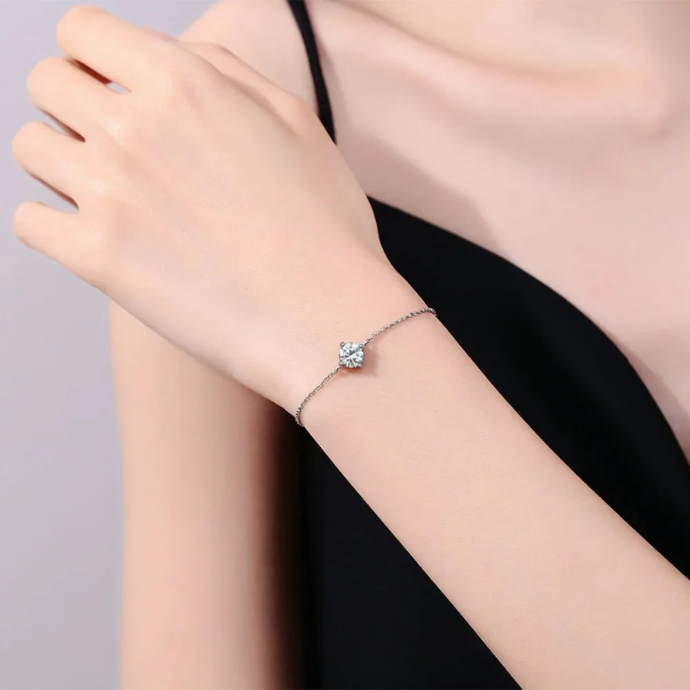 KITI2-Bracciale da donna elegante, moissanite 1 carato, argento S925