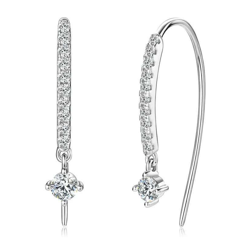 U-Orecchini a bottone a forma di U con moissanite rotonda