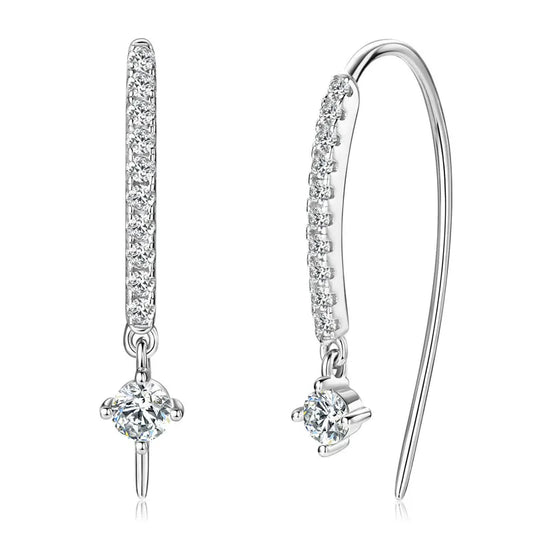 U-Orecchini a bottone a forma di U con moissanite rotonda