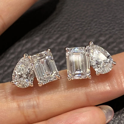 LACRI2-Orecchini con pendente in diamante Moissanite a taglio Radiant/Emerald Pear