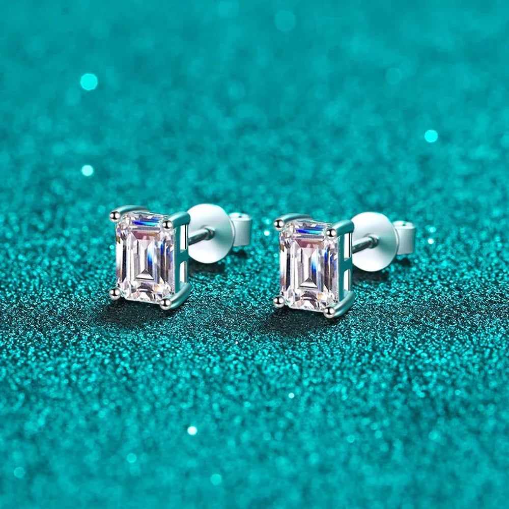 Moi - Orecchini in Moissanite Taglio Smeraldo