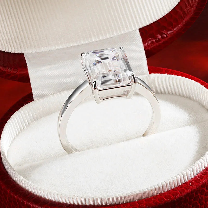 SCO-Anello moissanite 4 ct taglio smeraldo 8×10 mm donna