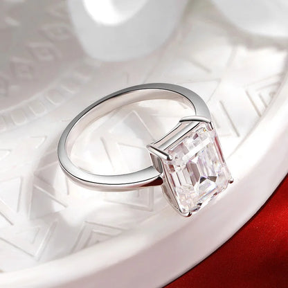 SCO-Anello moissanite 4 ct taglio smeraldo 8×10 mm donna