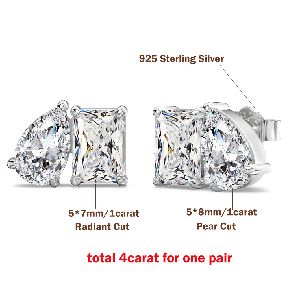 LACRI2-Orecchini con pendente in diamante Moissanite a taglio Radiant/Emerald Pear