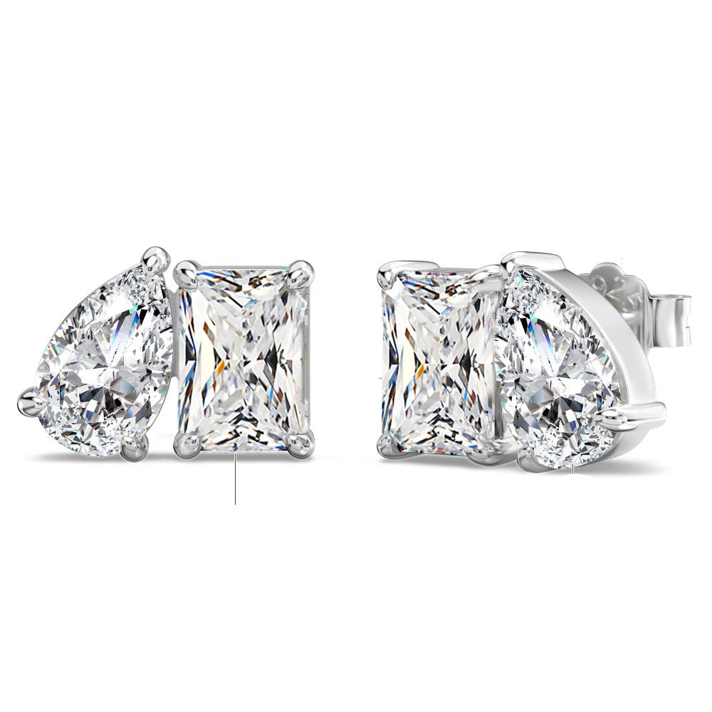 LACRI2-Orecchini con pendente in diamante Moissanite a taglio Radiant/Emerald Pear