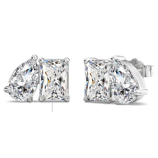 LACRI2-Orecchini con pendente in diamante Moissanite a taglio Radiant/Emerald Pear