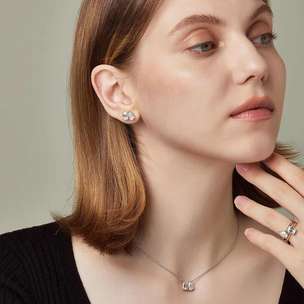 LACRI-Collana con pendente in diamante Moissanite a taglio Radiant/Emerald Pear