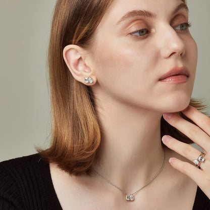 LACRI-Collana con pendente in diamante Moissanite a taglio Radiant/Emerald Pear