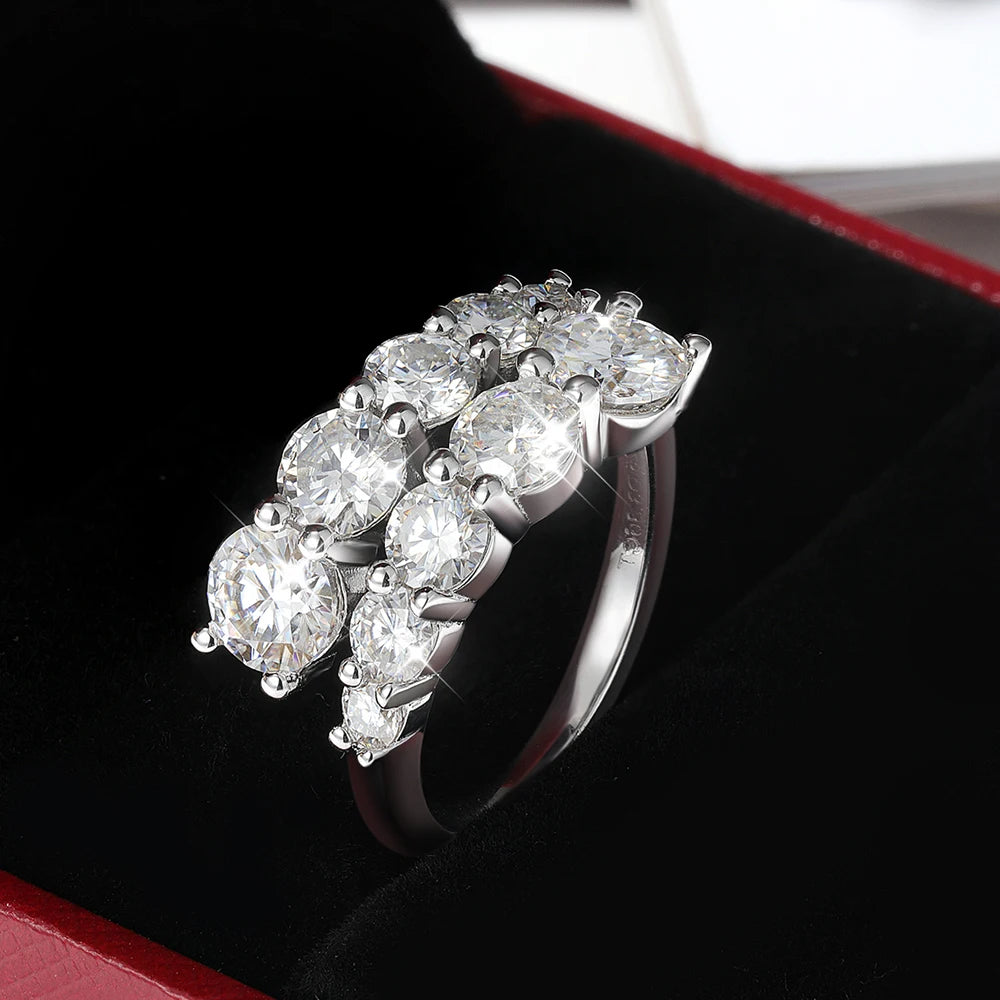 BIBO-Anello con doppia fila di Moissanite
