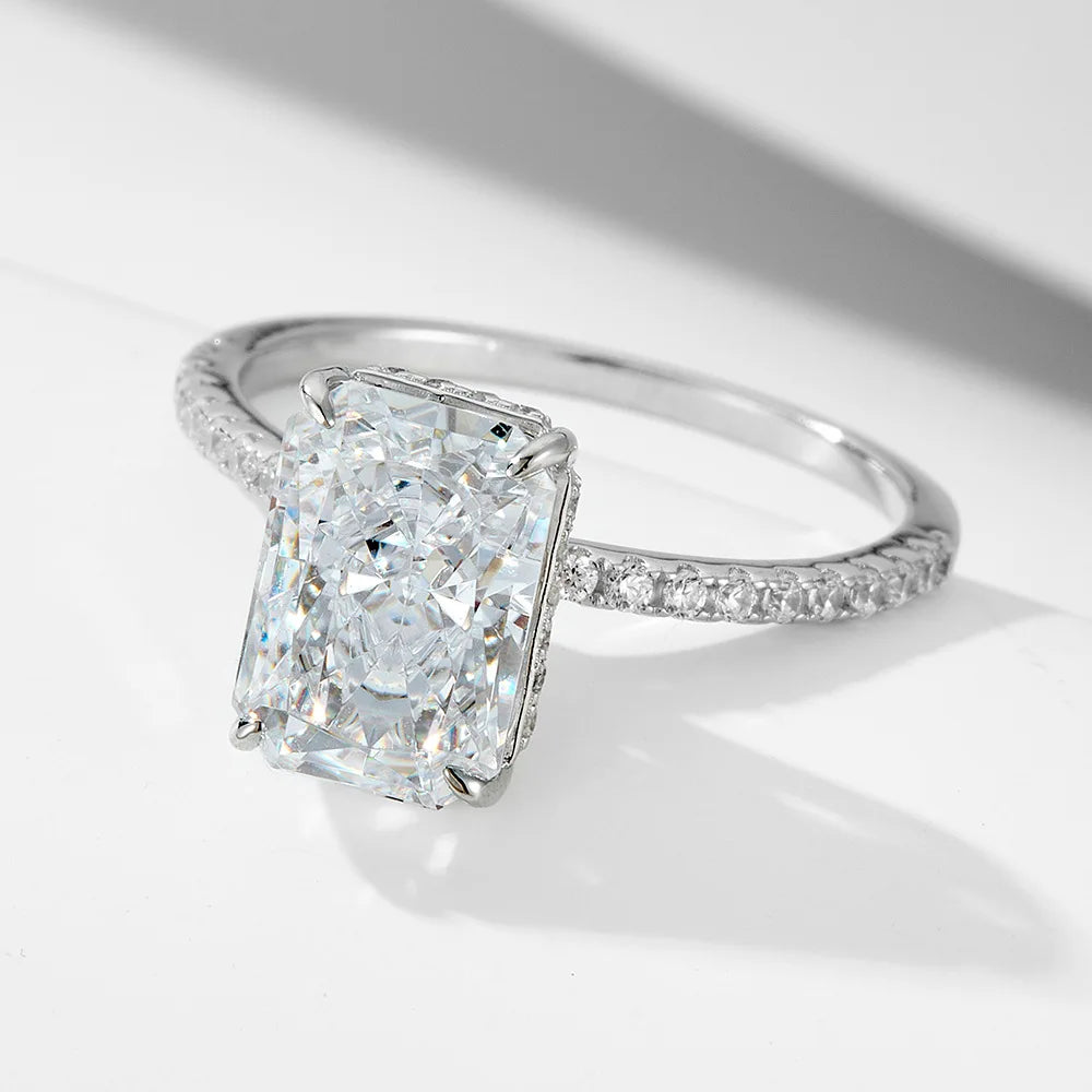 MNM-Set di Anelli in Argento sterling S925 con zircone 7x10mm 3,5CT