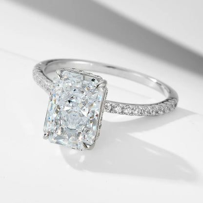 MNM-Set di Anelli in Argento sterling S925 con zircone 7x10mm 3,5CT