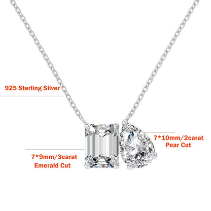 LACRI-Collana con pendente in diamante Moissanite a taglio Radiant/Emerald Pear