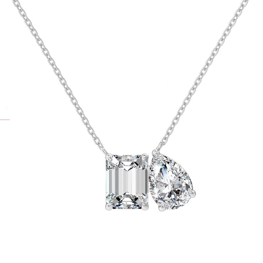 LACRI-Collana con pendente in diamante Moissanite a taglio Radiant/Emerald Pear