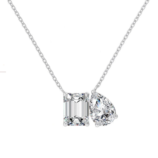 LACRI-Collana con pendente in diamante Moissanite a taglio Radiant/Emerald Pear