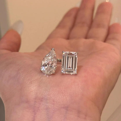 DOP2-Elegante Anello Moissanite 2 Pietre