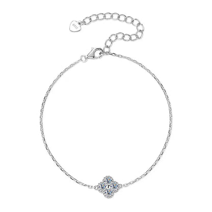 FIORE-Collana e bracciale con ciondolo a fiore di quadrifoglio in moissanite