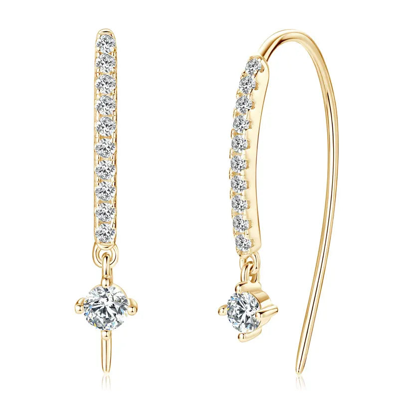 U-Orecchini a bottone a forma di U con moissanite rotonda