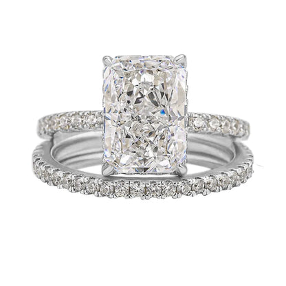 MNM-Set di Anelli in Argento sterling S925 con zircone 7x10mm 3,5CT