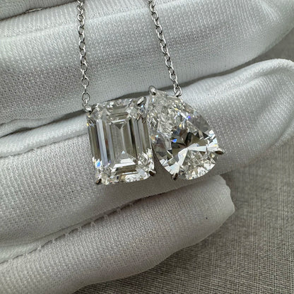 LACRI-Collana con pendente in diamante Moissanite a taglio Radiant/Emerald Pear