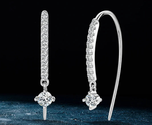U-Orecchini a bottone a forma di U con moissanite rotonda